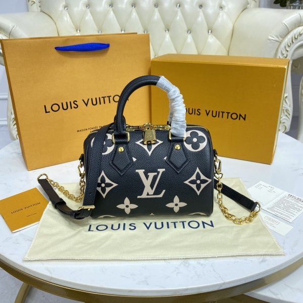 Louis Vuitton Monogram Empreinte Speedy Bandouliere 20 Black/Beige