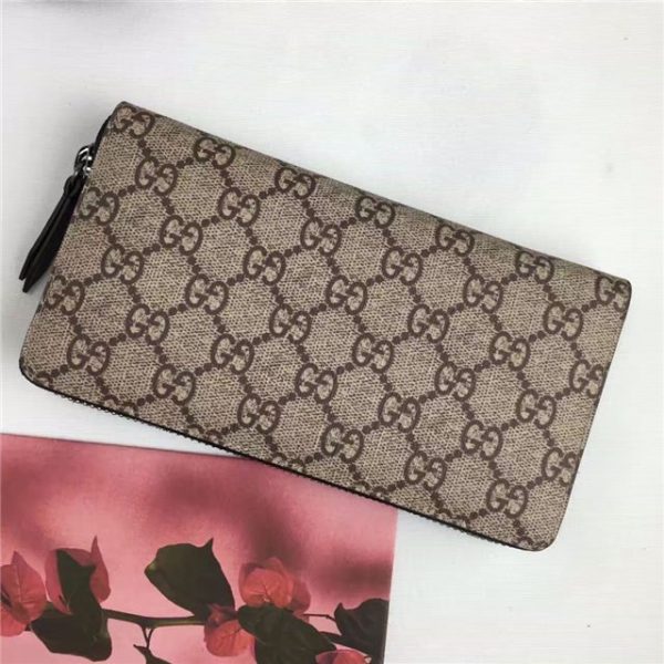 Gucci GG Supreme Zip Around Wallet Bee Print - Image 3