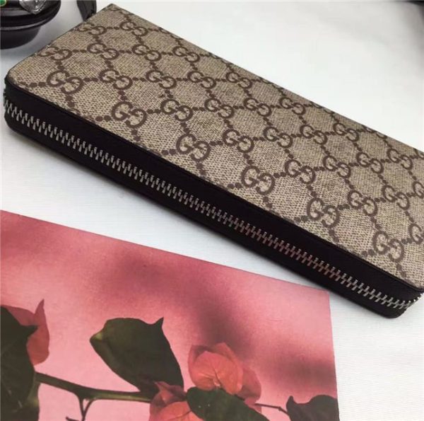 Gucci GG Supreme Zip Around Wallet Bee Print - Image 4