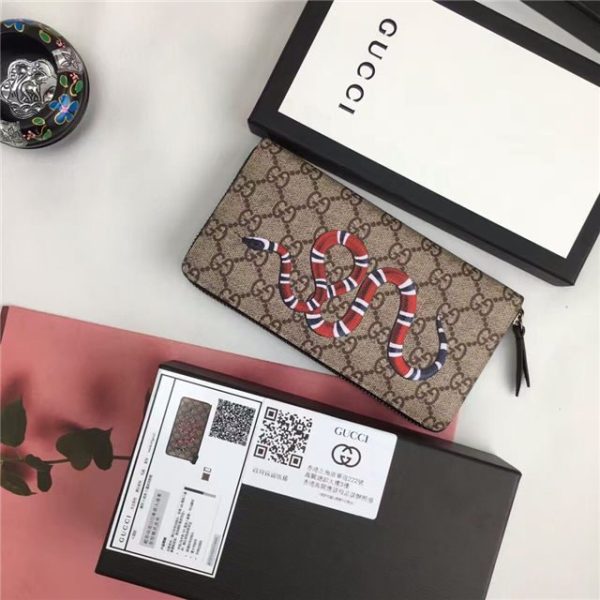 Gucci GG Supreme Zip Around Wallet Snake Print - Image 2