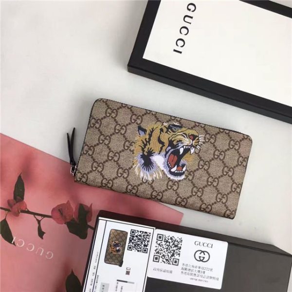 Gucci GG Supreme Zip Around Wallet Tiger Print - Image 2