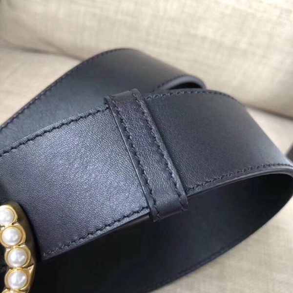 Gucci Leather Replica Belt Black w/ Pearl Double G - Image 7
