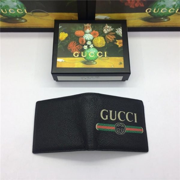 Gucci Print Leather Bi-Fold Wallet Black - Image 4
