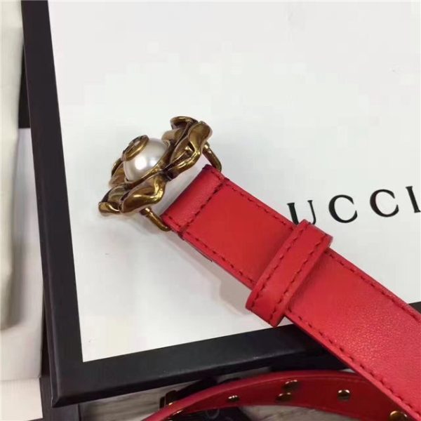 Gucci Studded Leather Belt with Metal Flower 20mm (Varied Colors) - Image 16