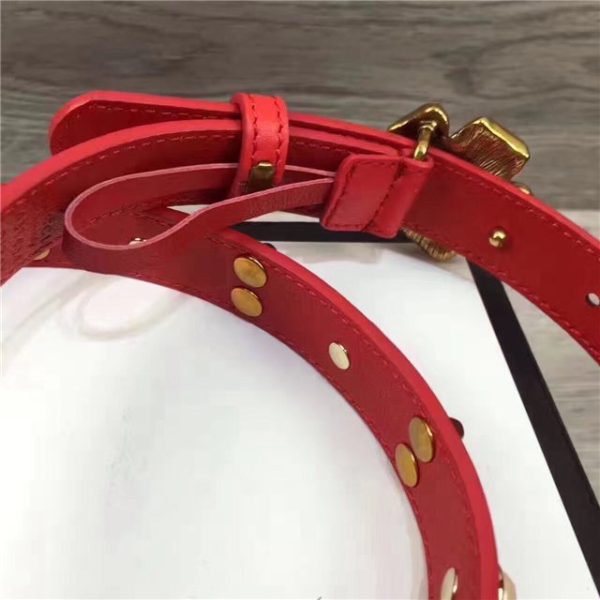 Gucci Studded Leather Belt with Metal Flower 20mm (Varied Colors) - Image 18