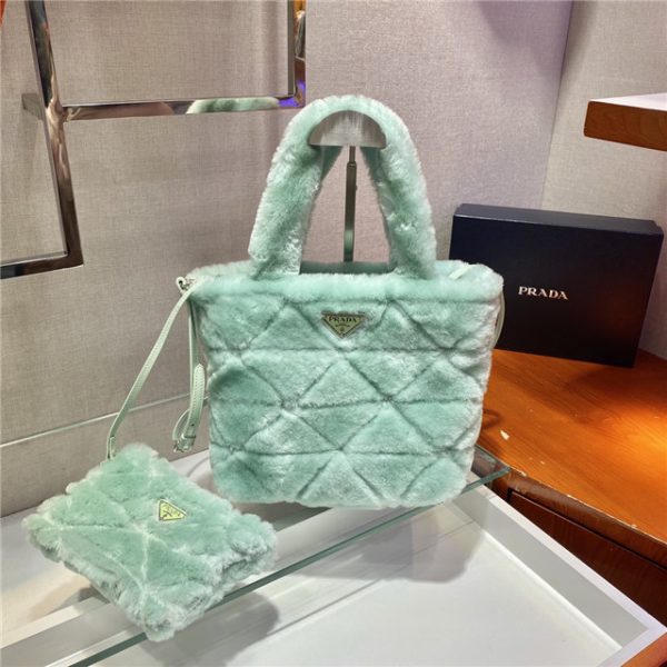 Prada Quilted Shearling Tote Bag (Varied Colors) 1BG378 - Image 12