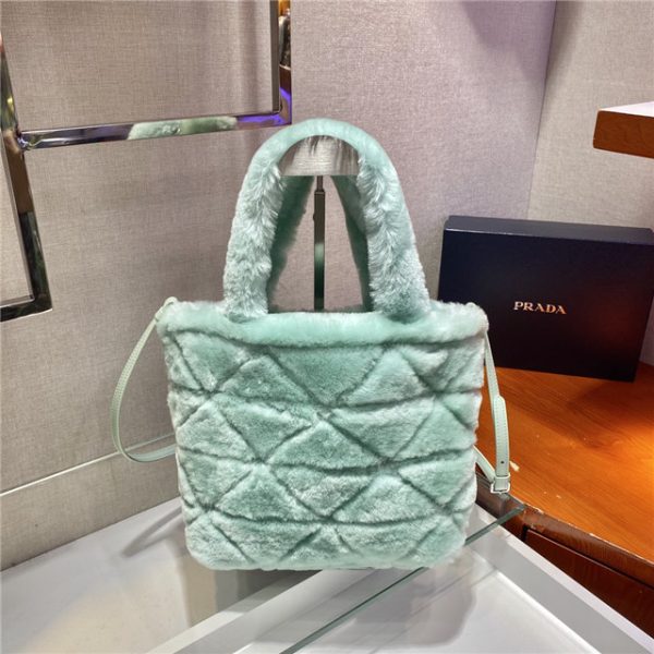 Prada Quilted Shearling Tote Bag (Varied Colors) 1BG378 - Image 14