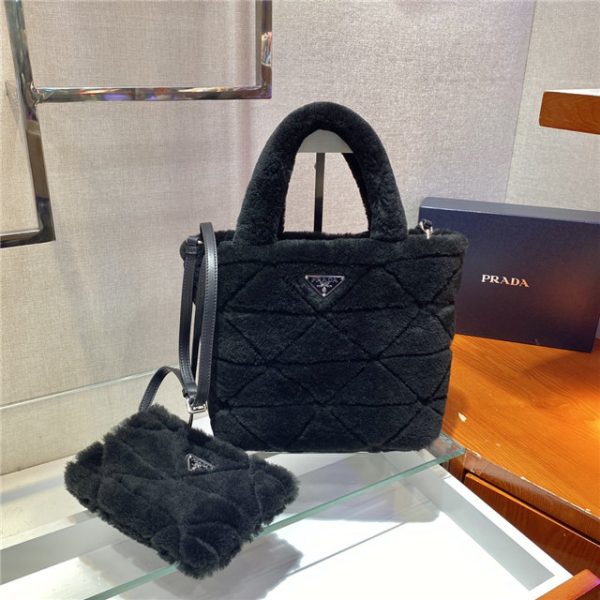 Prada Quilted Shearling Tote Bag (Varied Colors) 1BG378 - Image 3