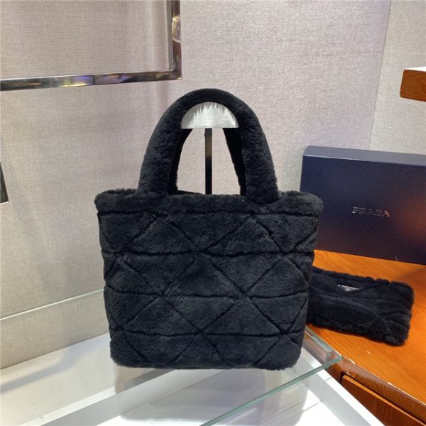 Prada Quilted Shearling Tote Bag (Varied Colors) 1BG378 - Image 5