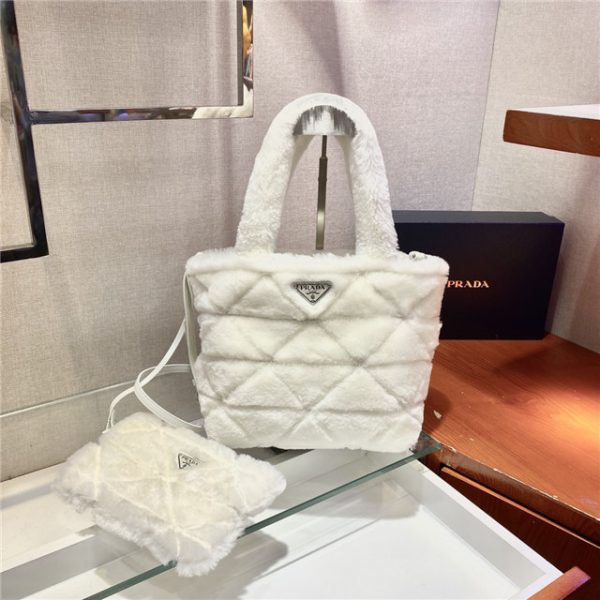 Prada Quilted Shearling Tote Bag (Varied Colors) 1BG378 - Image 31