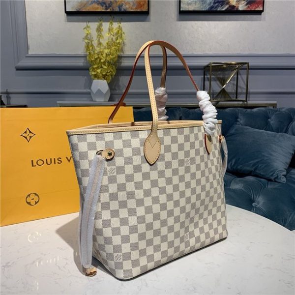 Louis Vuitton Damier Azur Neverfull Replica MM Rose Ballerine N41605 - Image 3