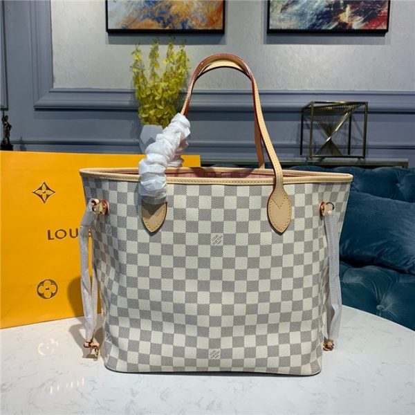 Louis Vuitton Damier Azur Neverfull Replica MM Rose Ballerine N41605 - Image 4