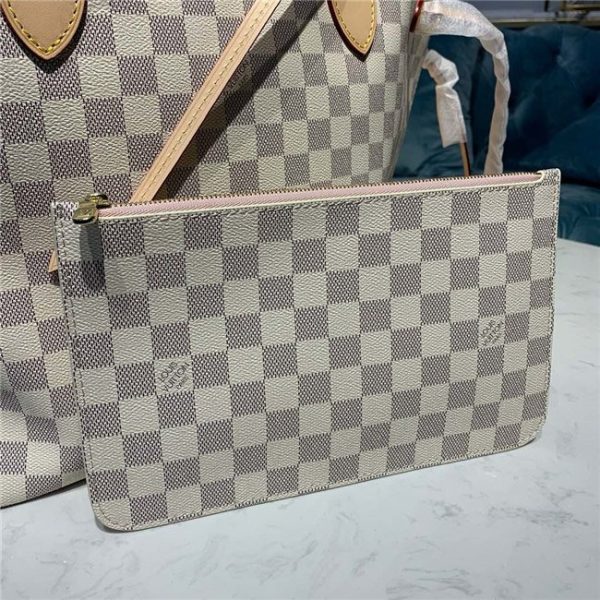 Louis Vuitton Damier Azur Neverfull Replica MM Rose Ballerine N41605 - Image 6
