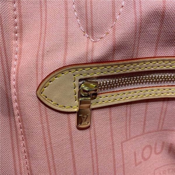 Louis Vuitton Damier Azur Neverfull Replica MM Rose Ballerine N41605 - Image 9