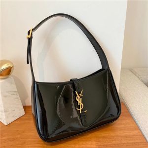 YSL LE 5 A 7 Hobo Bag 657228 Black Patent