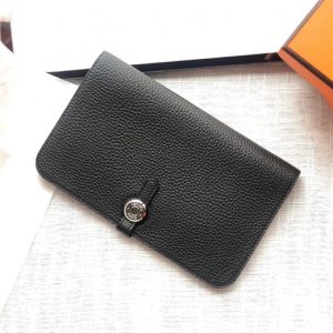 Hermes Dogon Passport Long Wallet 1115 Black