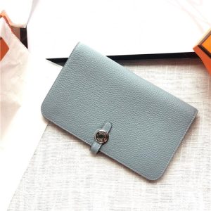 Hermes Dogon Passport Long Wallet 1115 Blue Lin