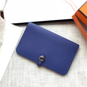 Hermes Dogon Passport Long Wallet 1115 Electric Blue