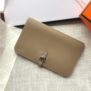 Hermes Dogon Passport Long Wallet 1115 Grey