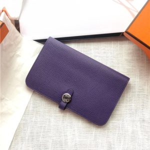 Hermes Dogon Passport Long Wallet 1115 Purple