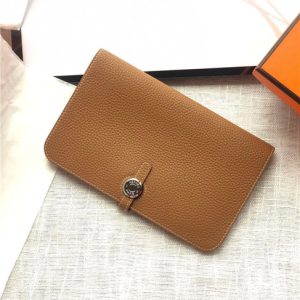 Hermes Dogon Passport Long Wallet 1115 Tan