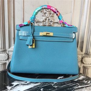 Hermes Kelly bag 32cm Blue w/Gold