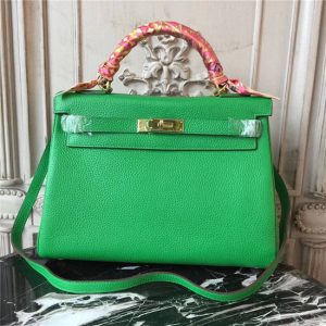 Hermes Kelly bag 32cm Green w/Gold