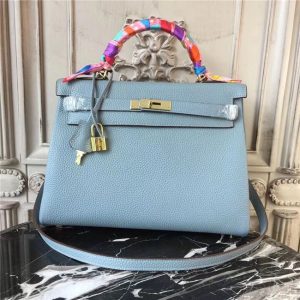Hermes Kelly bag 32cm Light Blue w/Gold