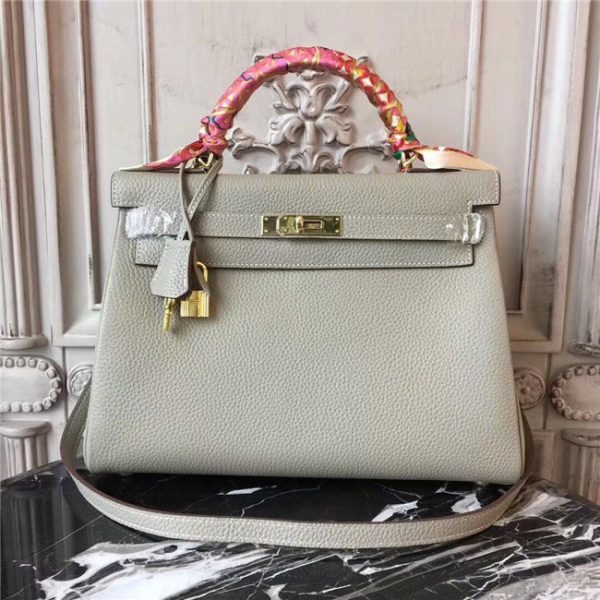 Hermes Kelly bag 32cm Light Grey w/Gold