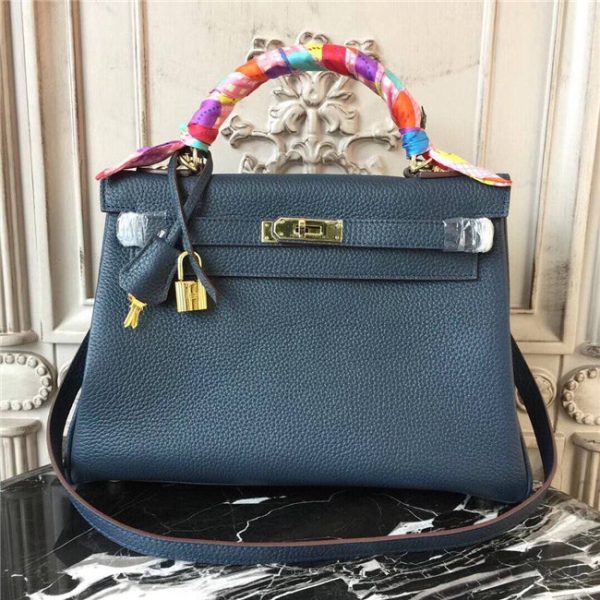 Hermes Kelly bag 32cm Navy w/Gold