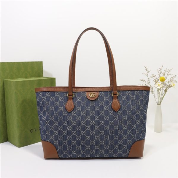 Gucci Ophidia Medium Tote 631685 Blue Denim