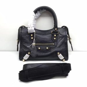 Balenciaga Classic Mini Lambskin City Tote Bag 437 Black