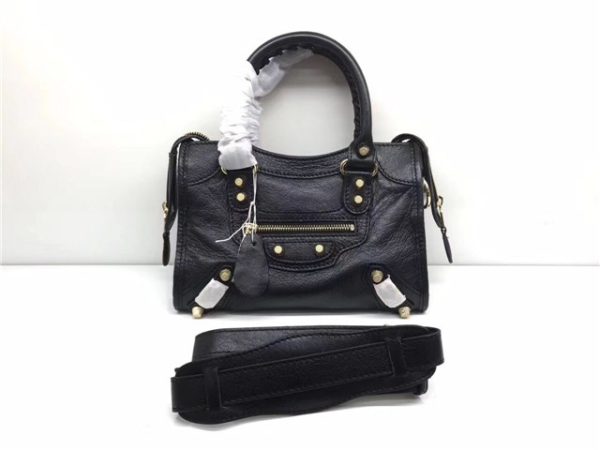 Balenciaga Classic Mini Lambskin City Tote Bag 437 Black