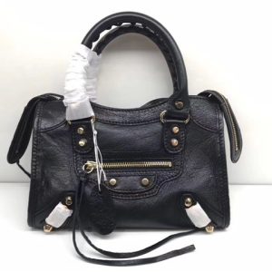 Balenciaga Classic Mini Lambskin City Tote Bag 438 Black/Gold
