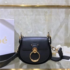 Chloe Small Tess bag 28818 Black shiny & suede calfskin