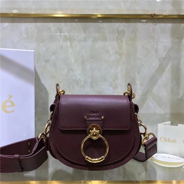 Chloe Small Tess bag 28818 Burnt Brown shiny & suede calfskin