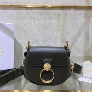 Chloe Small Tess bag 28818 Dark Green shiny & suede calfskin