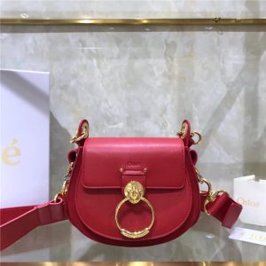 Chloe Small Tess bag 28818 Red shiny & suede calfskin