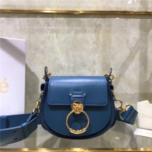 Chloe Small Tess bag 28818 Vinyl Blue shiny & suede calfskin