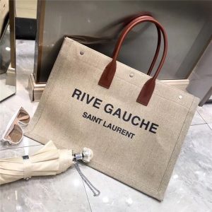 Yves Saint Laurent Rive Gauche Tote Bag 8098 Beige Linen