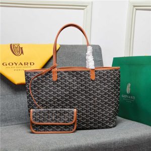 Goyard Saint Louis Tote MM 66162 Black / Tan