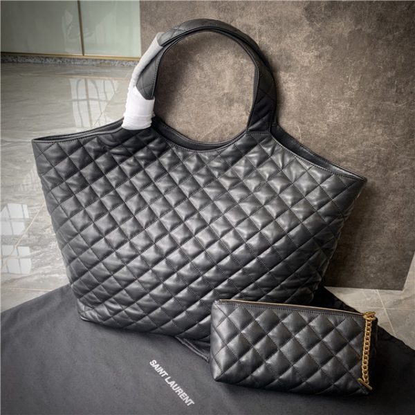 YSL Icare Maxi Shopping Bag 698651 Black - Image 3