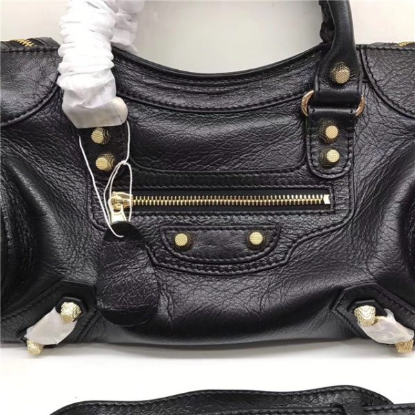 Balenciaga Classic Small Lambskin City Tote Bag 436 Black - Image 3