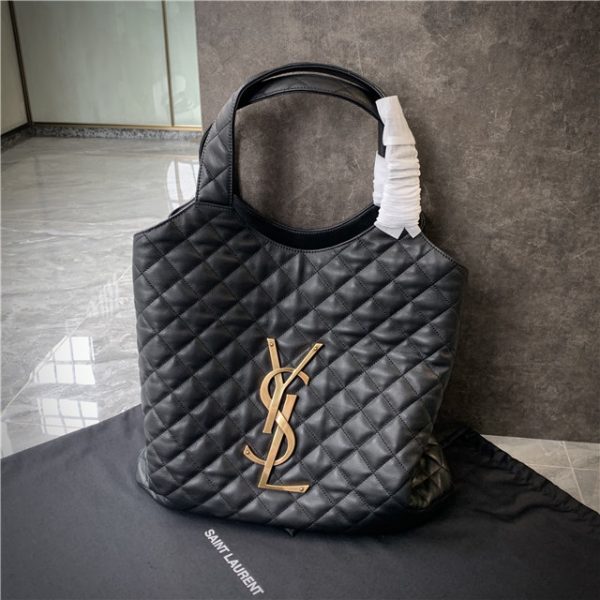 YSL Icare Maxi Shopping Bag 698651 Black - Image 4