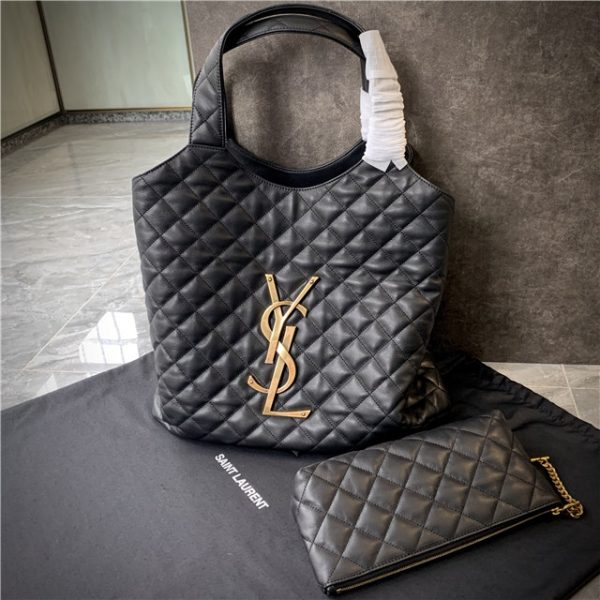 YSL Icare Maxi Shopping Bag 698651 Black - Image 5