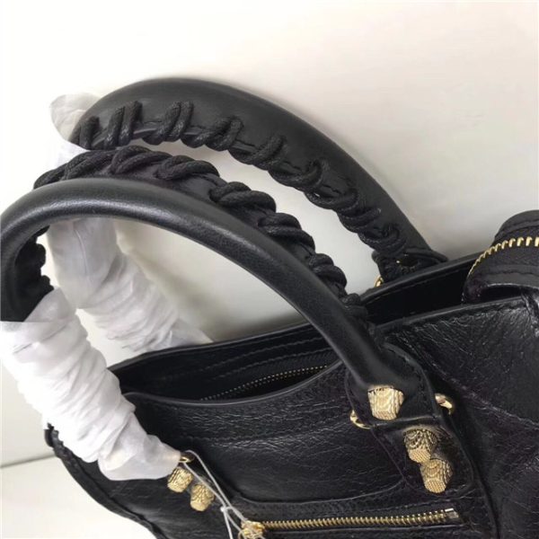 Balenciaga Classic Mini Lambskin City Tote Bag 437 Black - Image 5
