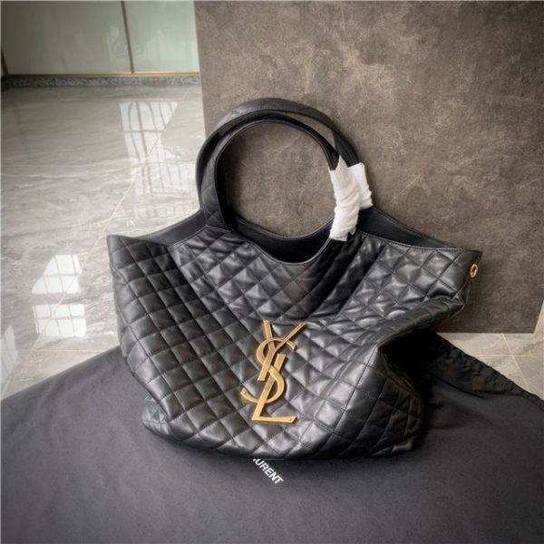 YSL Icare Maxi Shopping Bag 698651 Black - Image 6