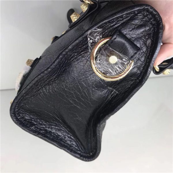 Balenciaga Classic Mini Lambskin City Tote Bag 437 Black - Image 6