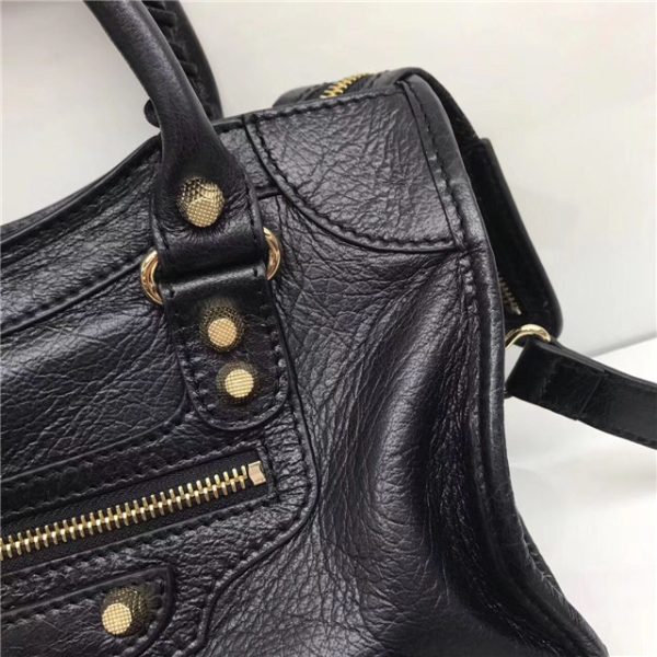 Balenciaga Classic Small Lambskin City Tote Bag 436 Black - Image 7