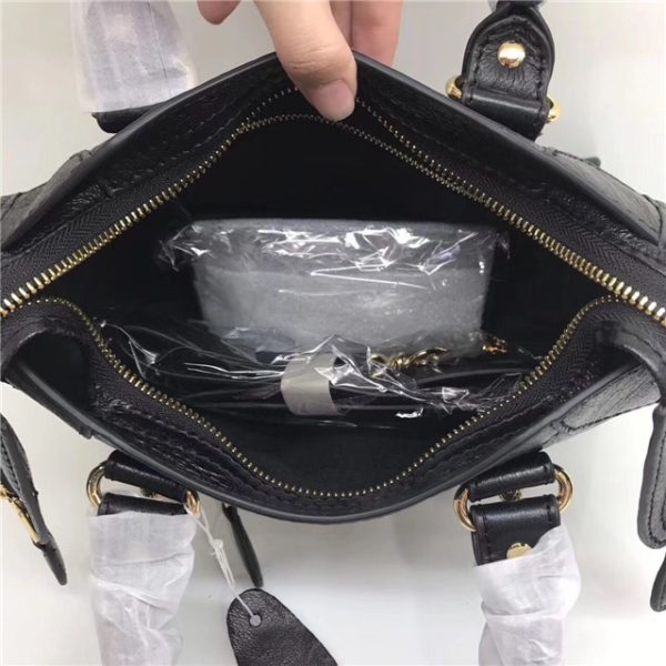 Balenciaga Classic Mini Lambskin City Tote Bag 437 Black - Image 10